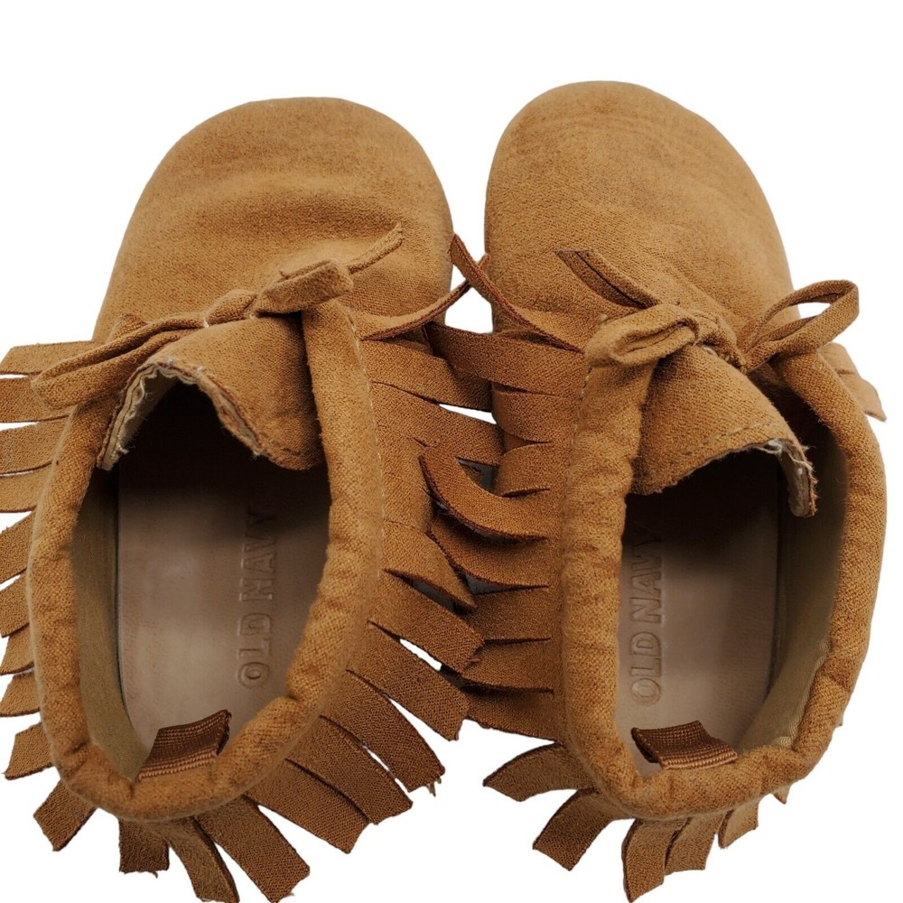 Old Navy  Baby Suede Moccasins Brown with‎ Fringe